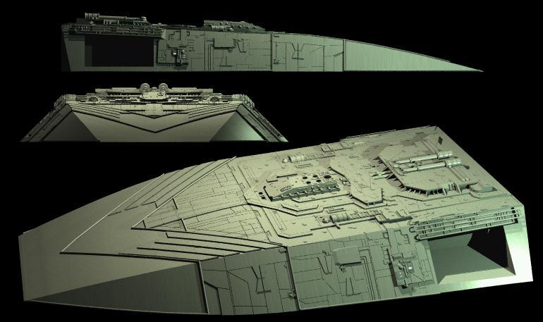 Three views of the Galactica